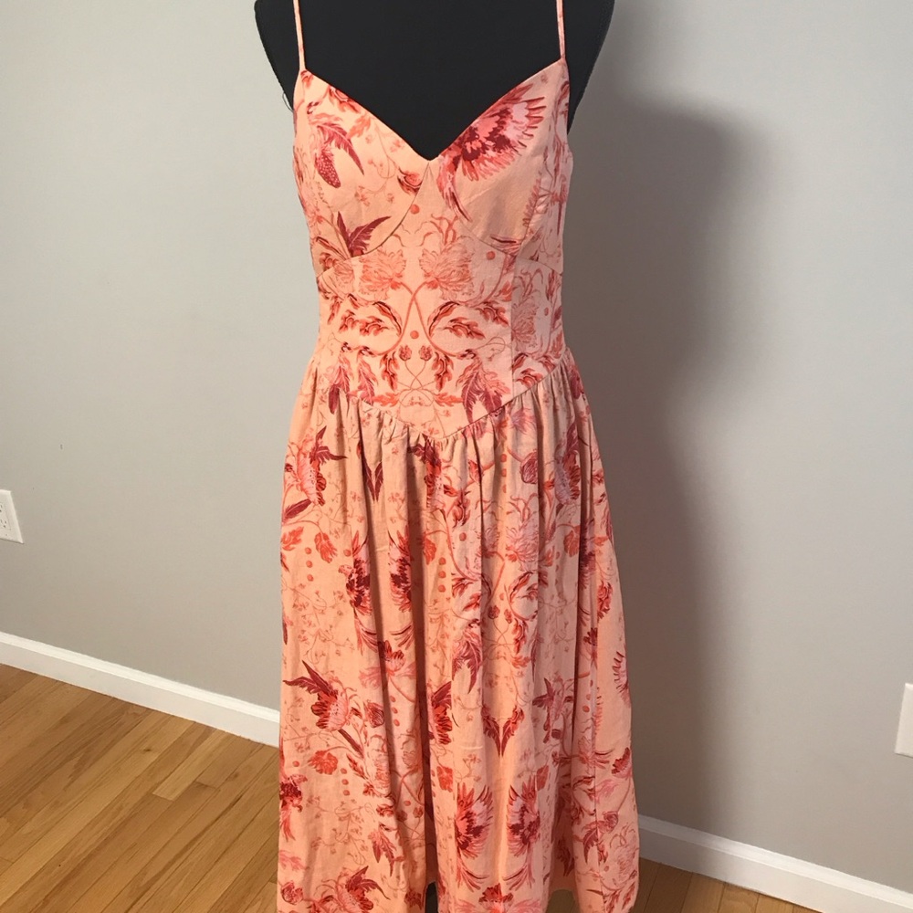House of Harlow 1960 Coral Floral Midi Dress sz small